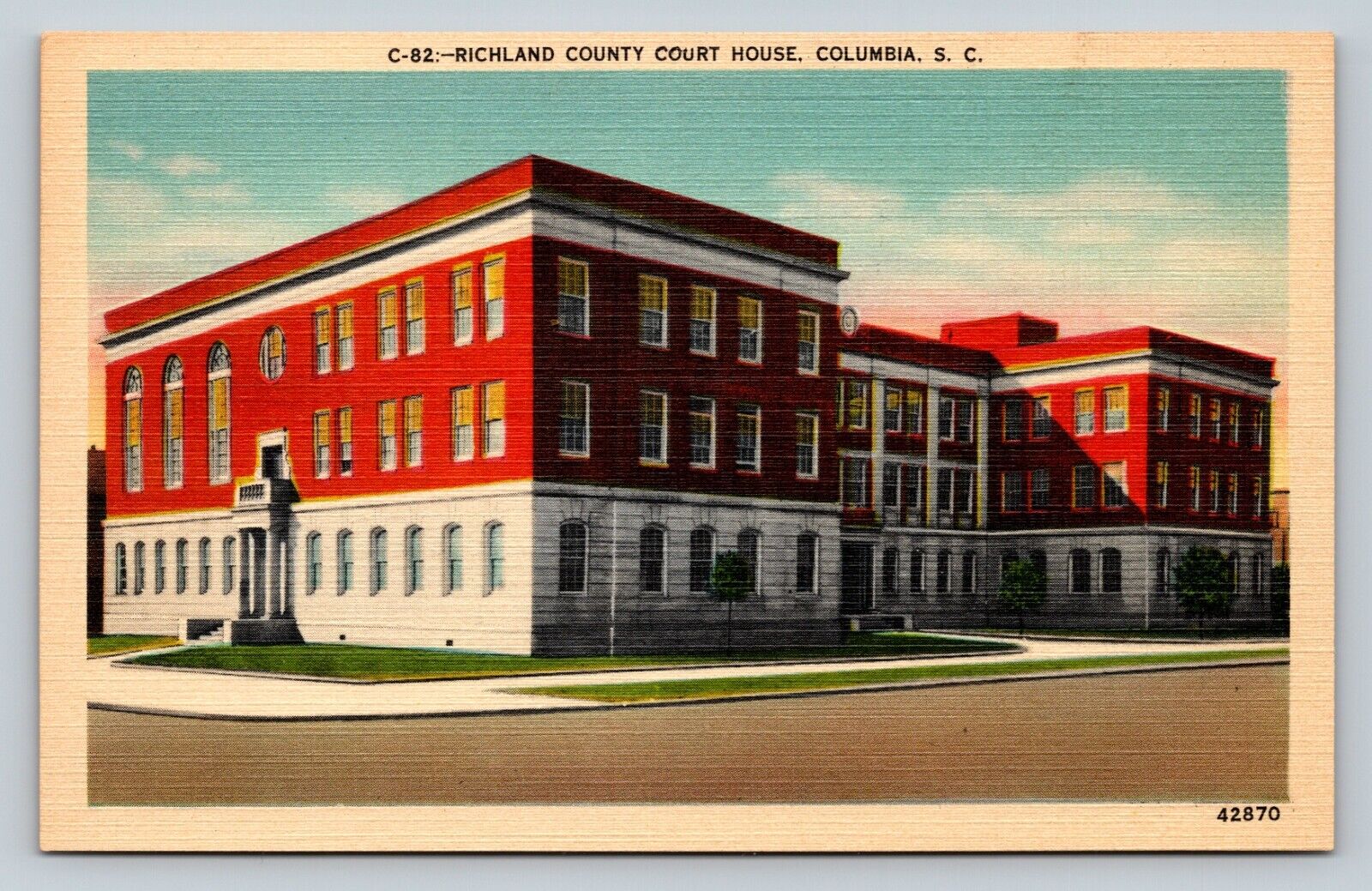 Columbia South Carolina SC Richland County Court House VINTAGE Postcard
