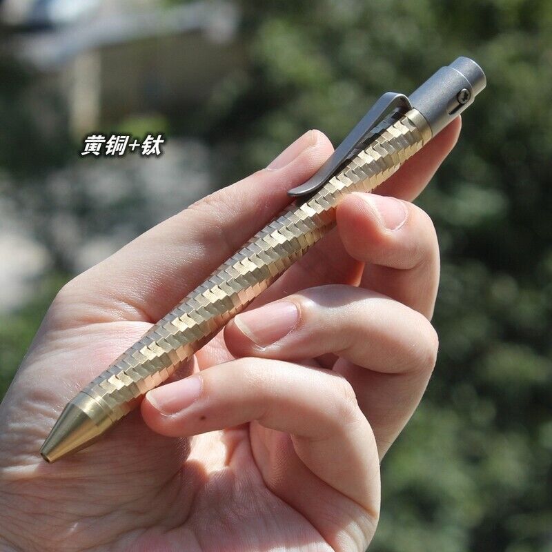 Brass+Titanium Double Lock Ball Point Ink Pen for Office Signature Wring Pen