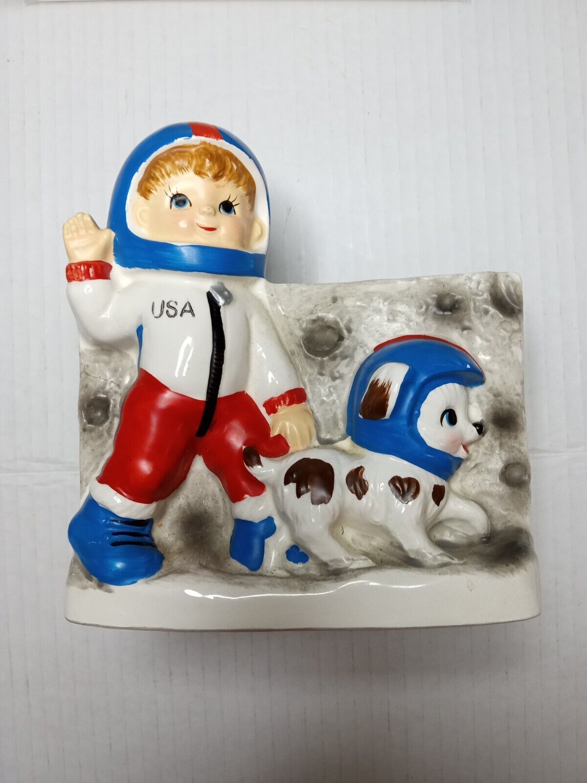 Napco Vintage 1962 American Astronaut Boy And His Dog Planter/Japan Import