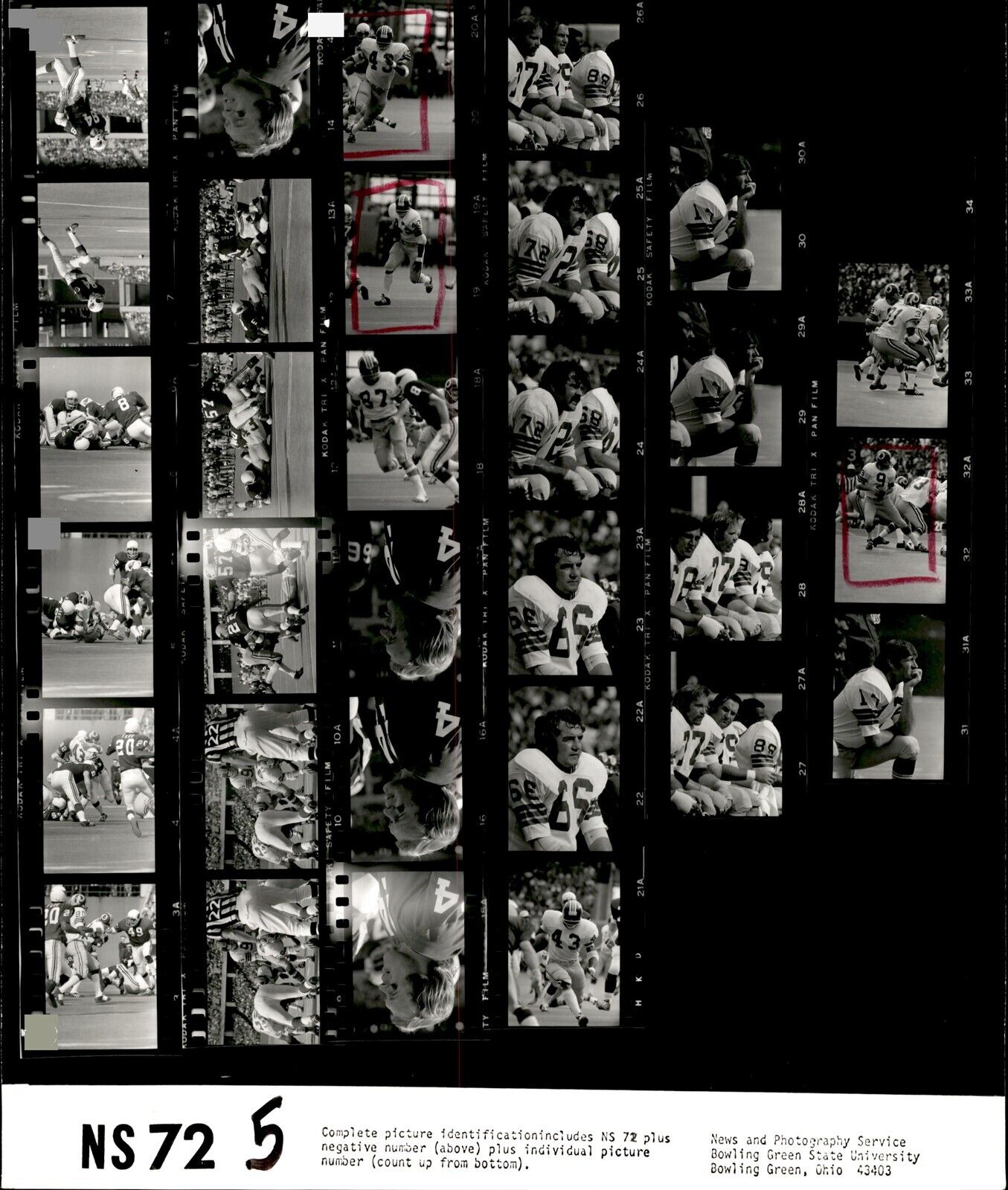 LD323 1972 Original Contact Sheet Photo SONNY JURGENSEN REDSKINS - CARDINALS