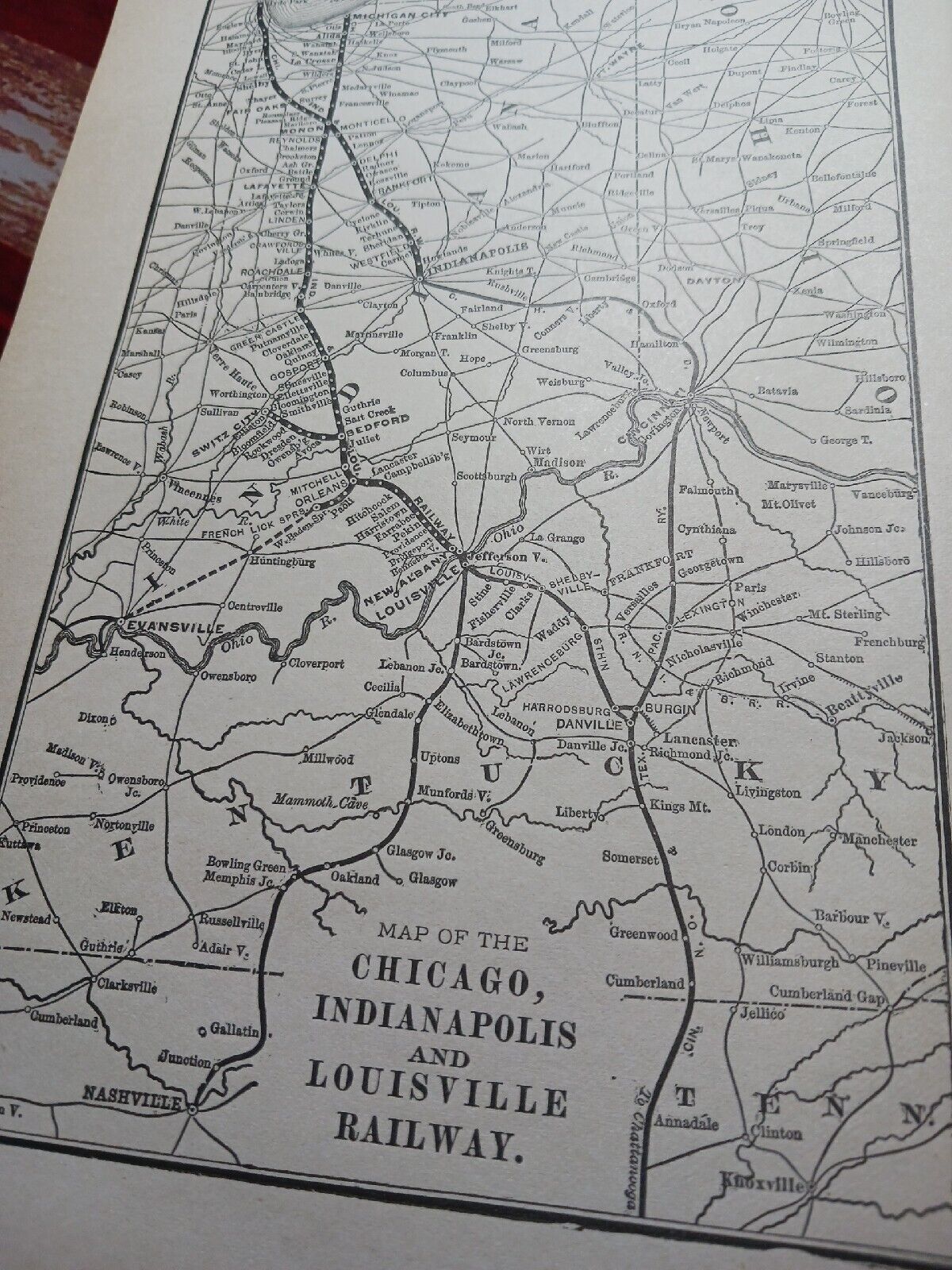 ☆1898 Railroad Map CHICAGO INDIANAPOLIS & LOUISVILLE RAILWAY French Lick Springs