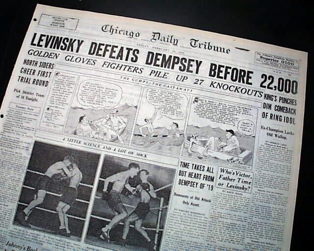 JACK DEMPSEY Boxing Comeback Attempt Defeat vs. King Levinsky 1932 Old Newspaper