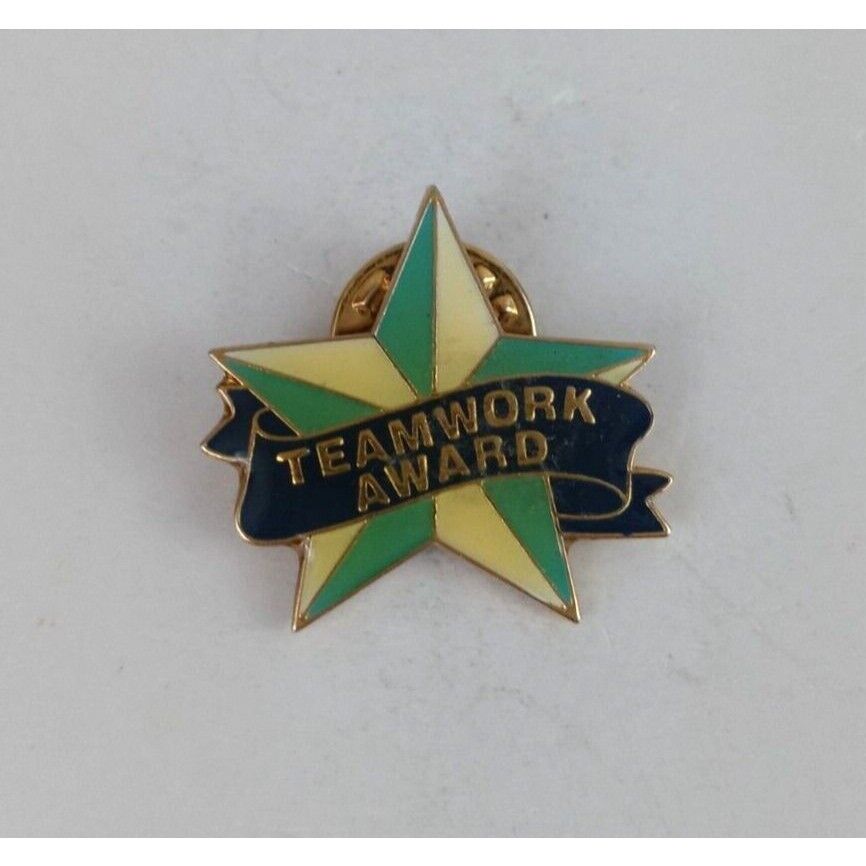 Vintage Teamwork Award Star With Banner Lapel Hat Pin