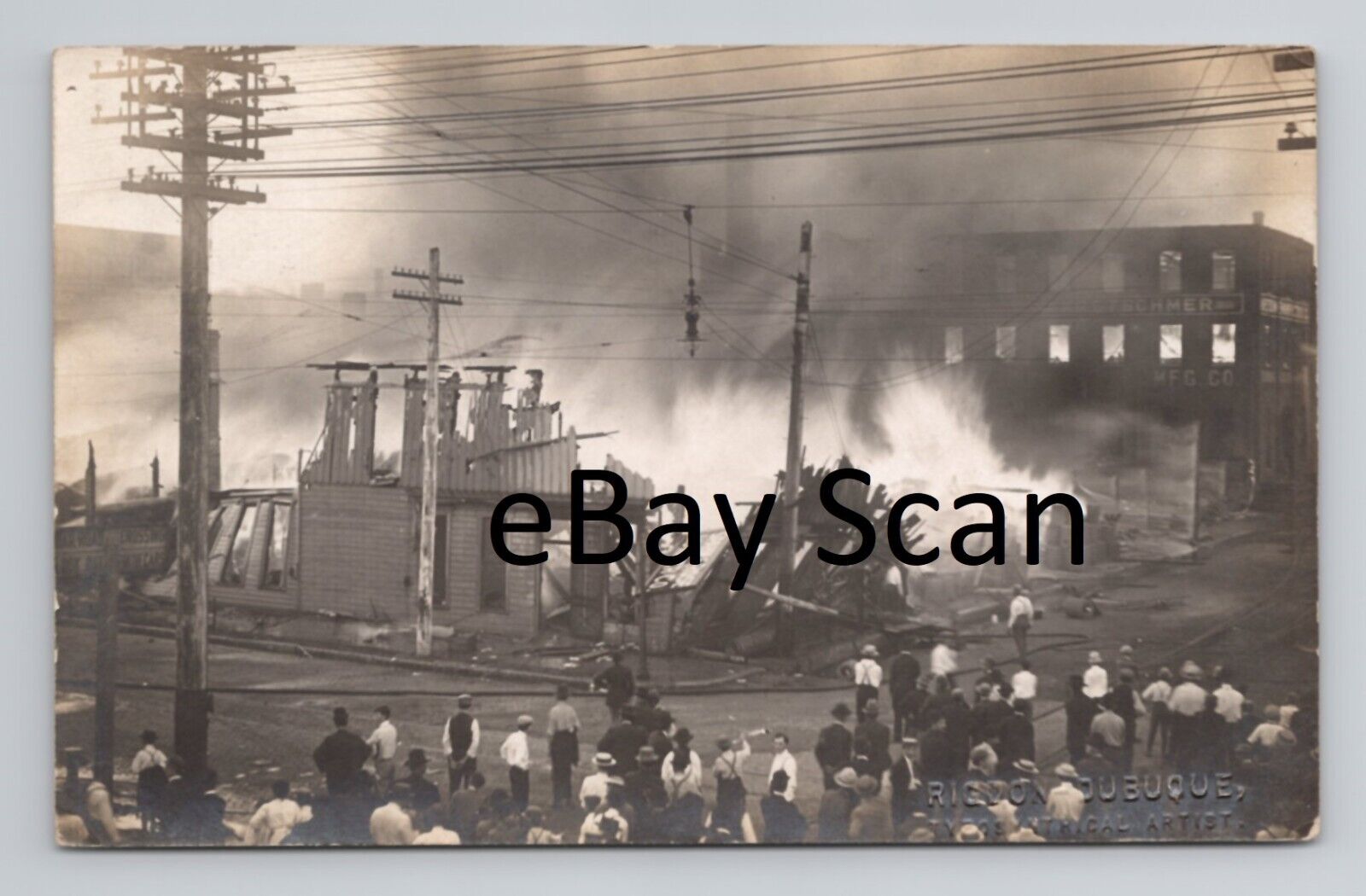 FIRE RPPC Dubuque Iowa Spahn & Rose KRETSCHMER MFG Co 1911 Photo Postcard 20