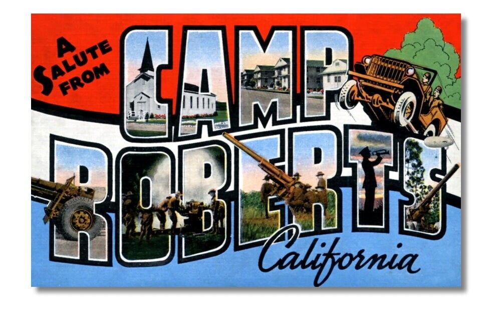 CAMP ROBERTS CALIFORNIA FRIDGE MAGNET OLD POSTCARD IMAGE