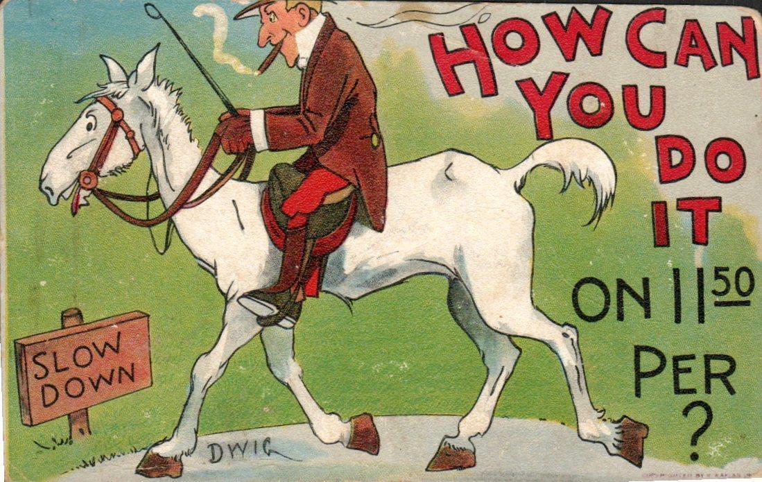 MAN RIDES HORSE On A/S DWIG Vintage \