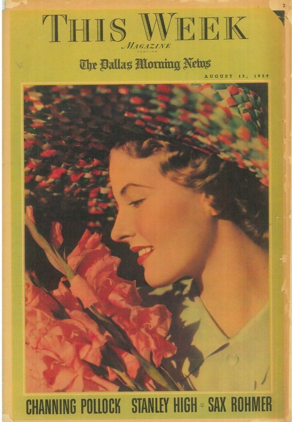 This Week Magazine August 13 1939 Sax Rohmer Channing Pollock Paul Hesse cover