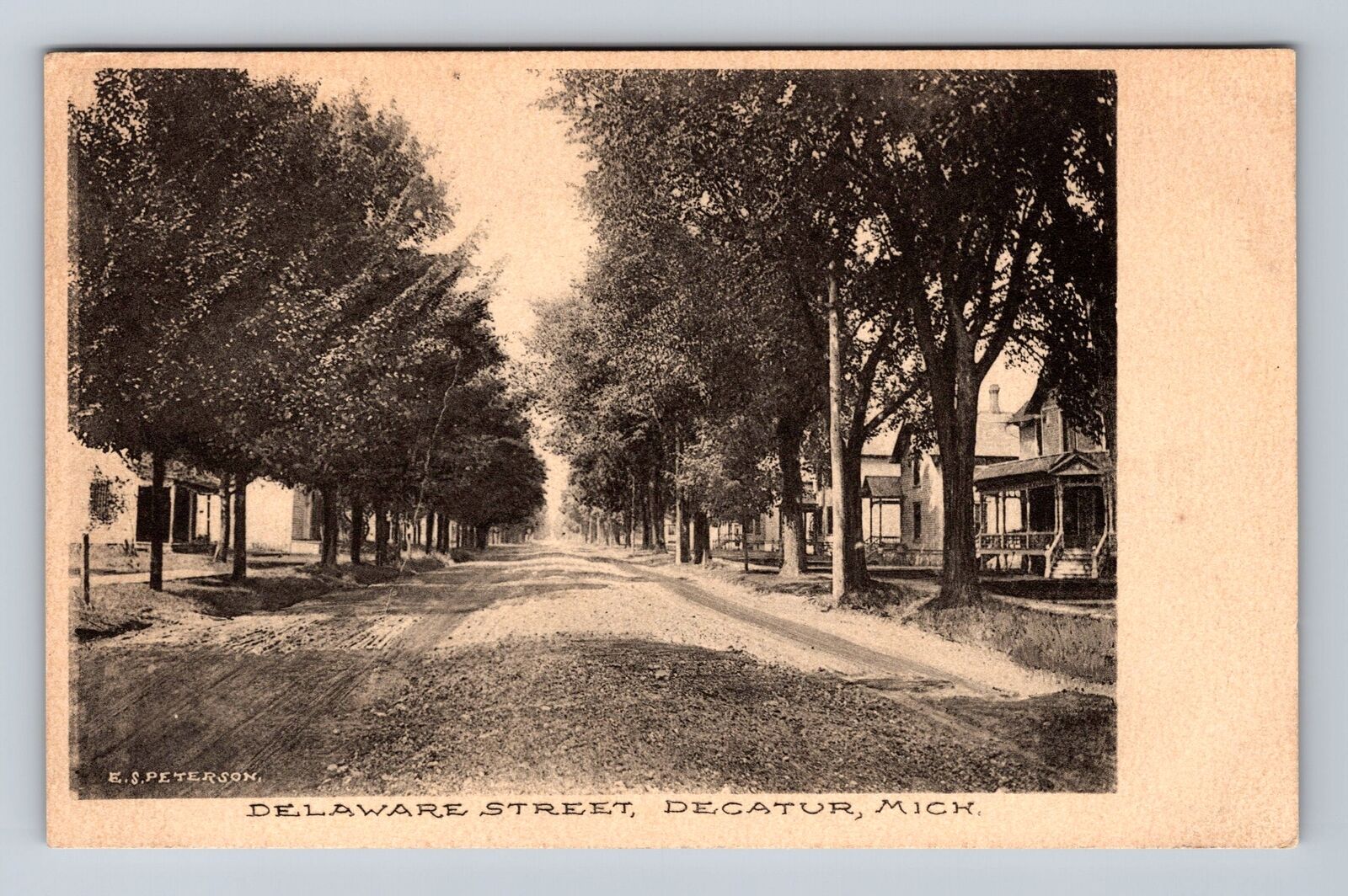 Decatur MI-Michigan, Scenic View Of Delaware Street, Antique Vintage Postcard