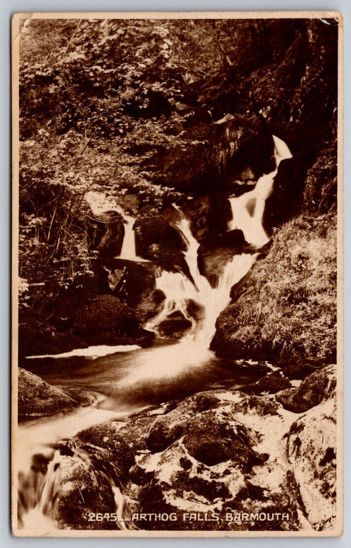 Arthog Falls Barmouth Wales UK Real Photo Postcard RPPC
