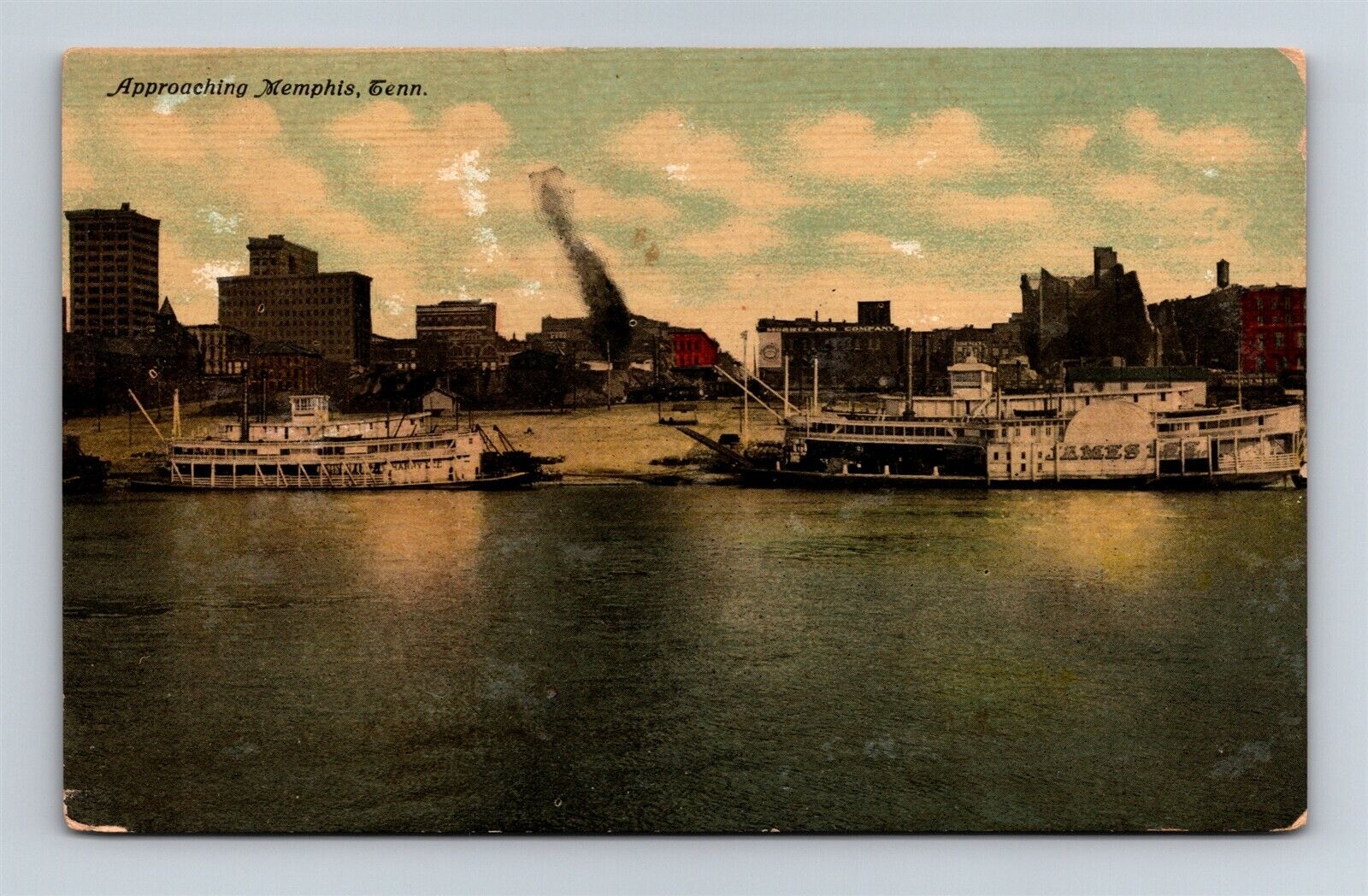 Postcard TN Memphis Tennessee Wharf Scene Approaching Memphis c1910s X16
