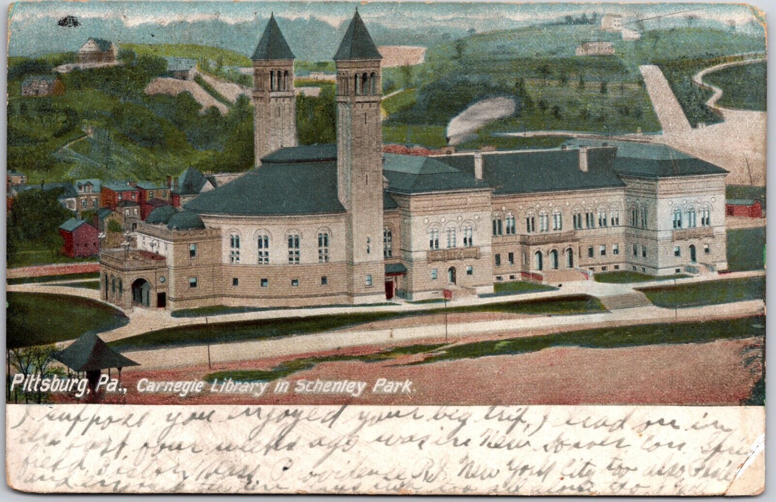 Postcard Pittsburgh PA Carnegie Library In Schenley Park 