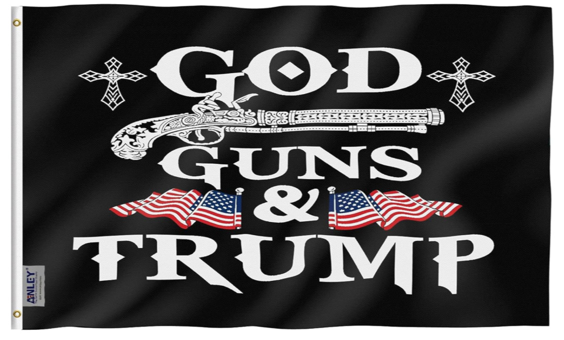 God Guns and Trump Flag USA Donald Trump 2024 Sign Yard Home Garden America MAGA