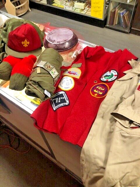 Huge Vintage BSA Boy Scout Lot- Uniforms, Neckerchiefs, Badges, Patches,