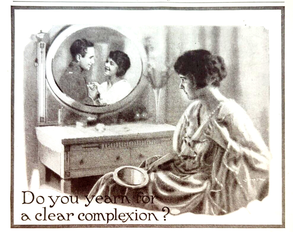 1918 Resinol Soap Girl Looking At Mirror Daydreaming Man Vintage Print Ad 28