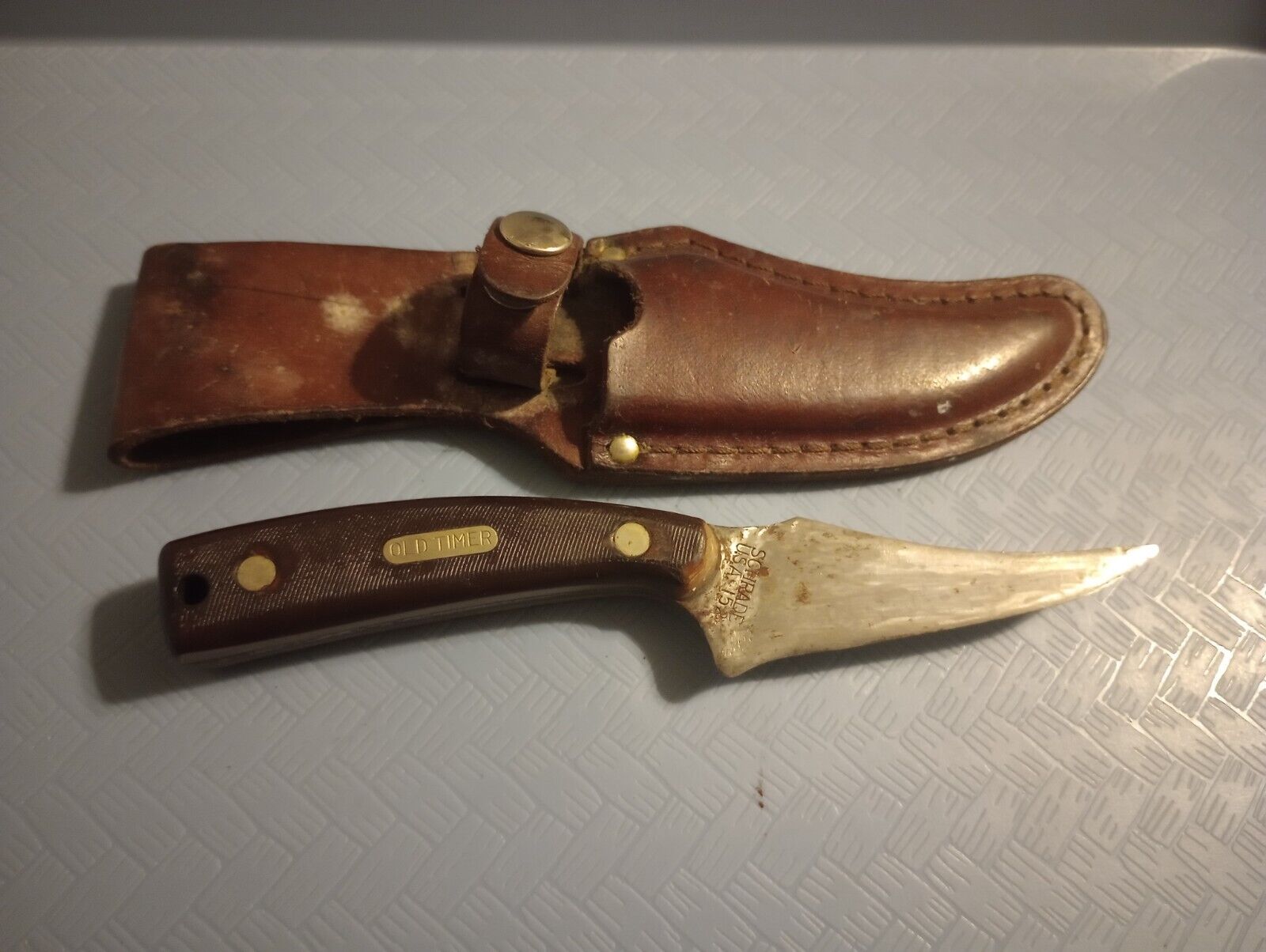 Vintage Schrade USA 152 Knife w/ Sheath Old Timer