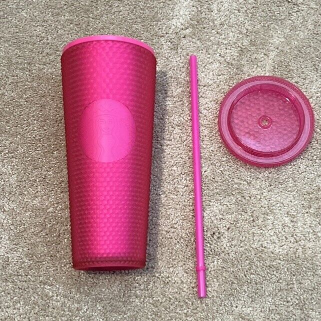 Starbucks Summer 2021 24oz Venti Hot Pink Studded Tumbler with Straw