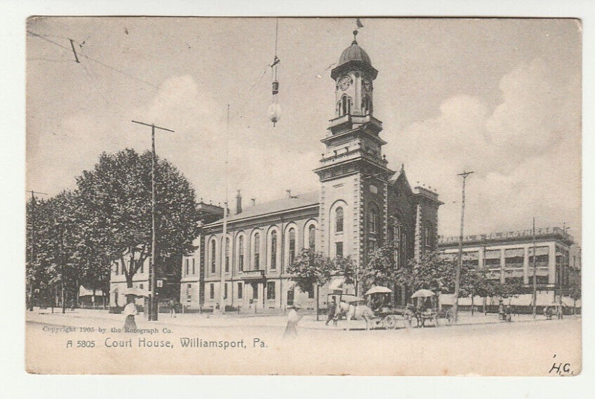 1907 Court House Williamsport PA Antique Vintage Postcard RPPC Posted Jan. 26th