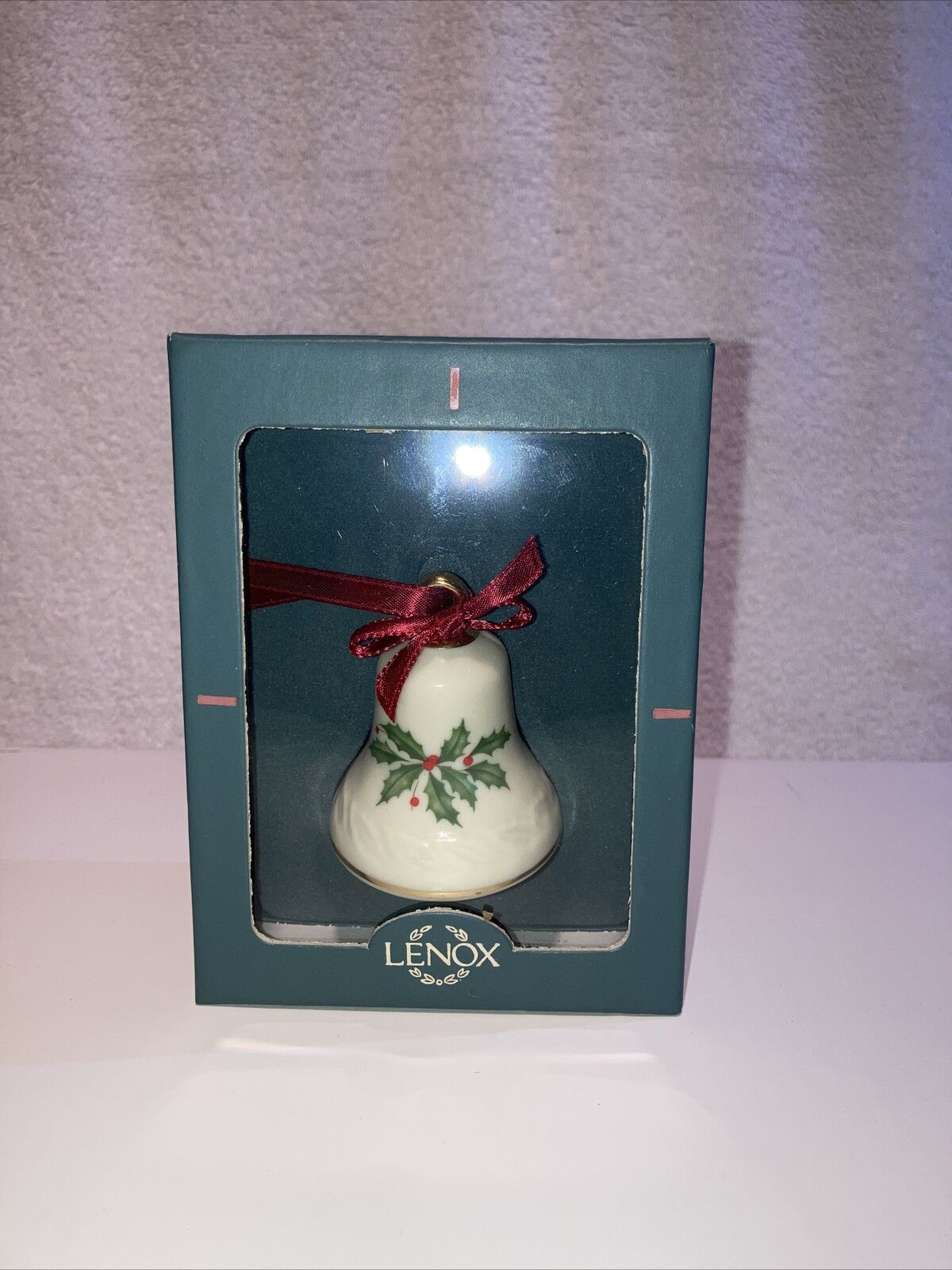 Lenox Holiday Holly & Berry Christmas Bell Ornament Gold Trim with Tassel 2.5\