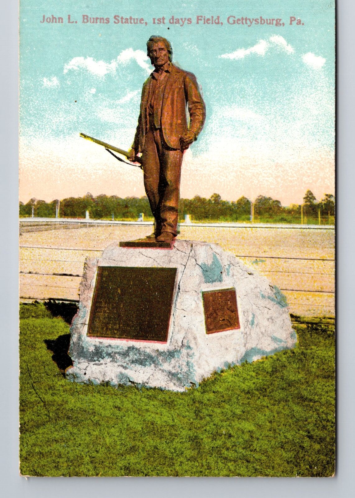 Gettysburg PA-Pennsylvania, John L. Burns Statue, Antique Vintage Postcard