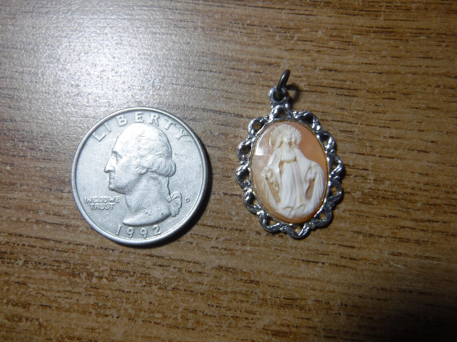 Vintage Ornate Sterling Silver and Enamel Miraculous Medal #210