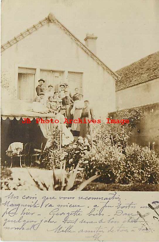 Portugal, RPPC, Family Posing Outside by their House, Stamp, UDB