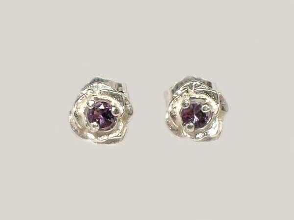 Alexandrite Earrings ¼ct Sterling Tanzanian Purple to Pink Natural Color Change