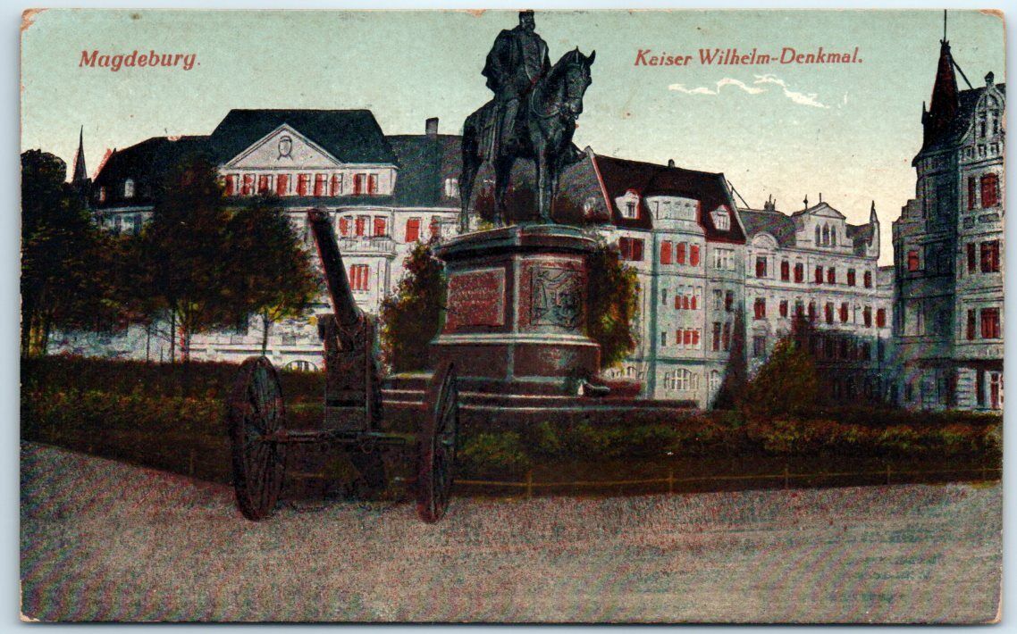 Postcard - Kaiser Wilhelm Monument - Magdeburg, Germany