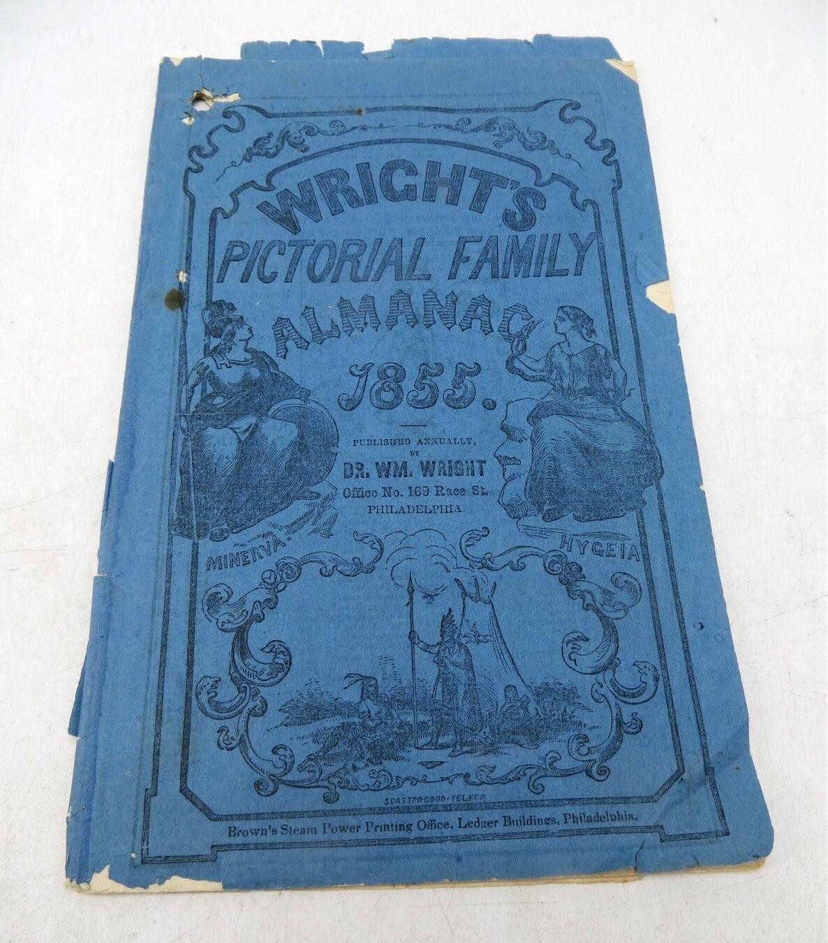 Vintage Antique 1855 Wright\'s Pictorial Family Almanac Dr. William Wright Pub.