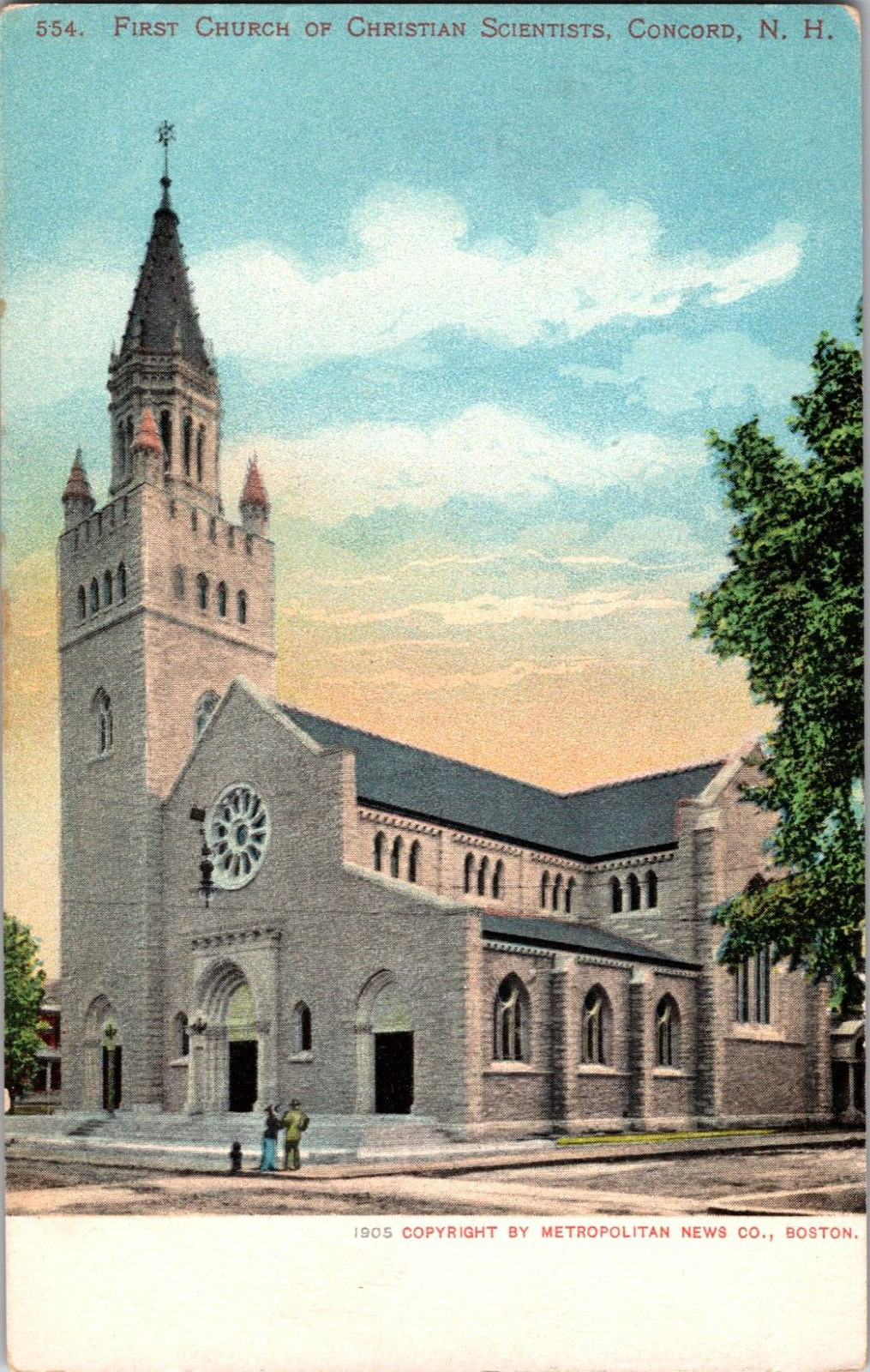 Vtg Postcard N.H. First Chirch of Christian Scientists, Concord, Undivided Back
