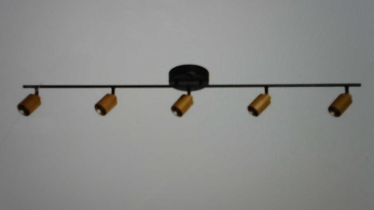 4 ft. 2450 Lumens Black and Brass Modern LED Track Light, 7-Watt 5-Bulb Fixed Ra