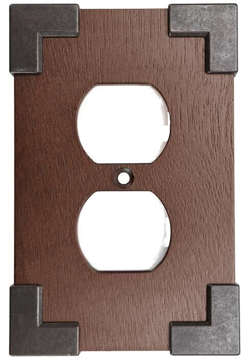 (5 Pack) Brainerd - Rowland -  Duplex Outlet - Charcoal Ebony and Soft Iron - W2