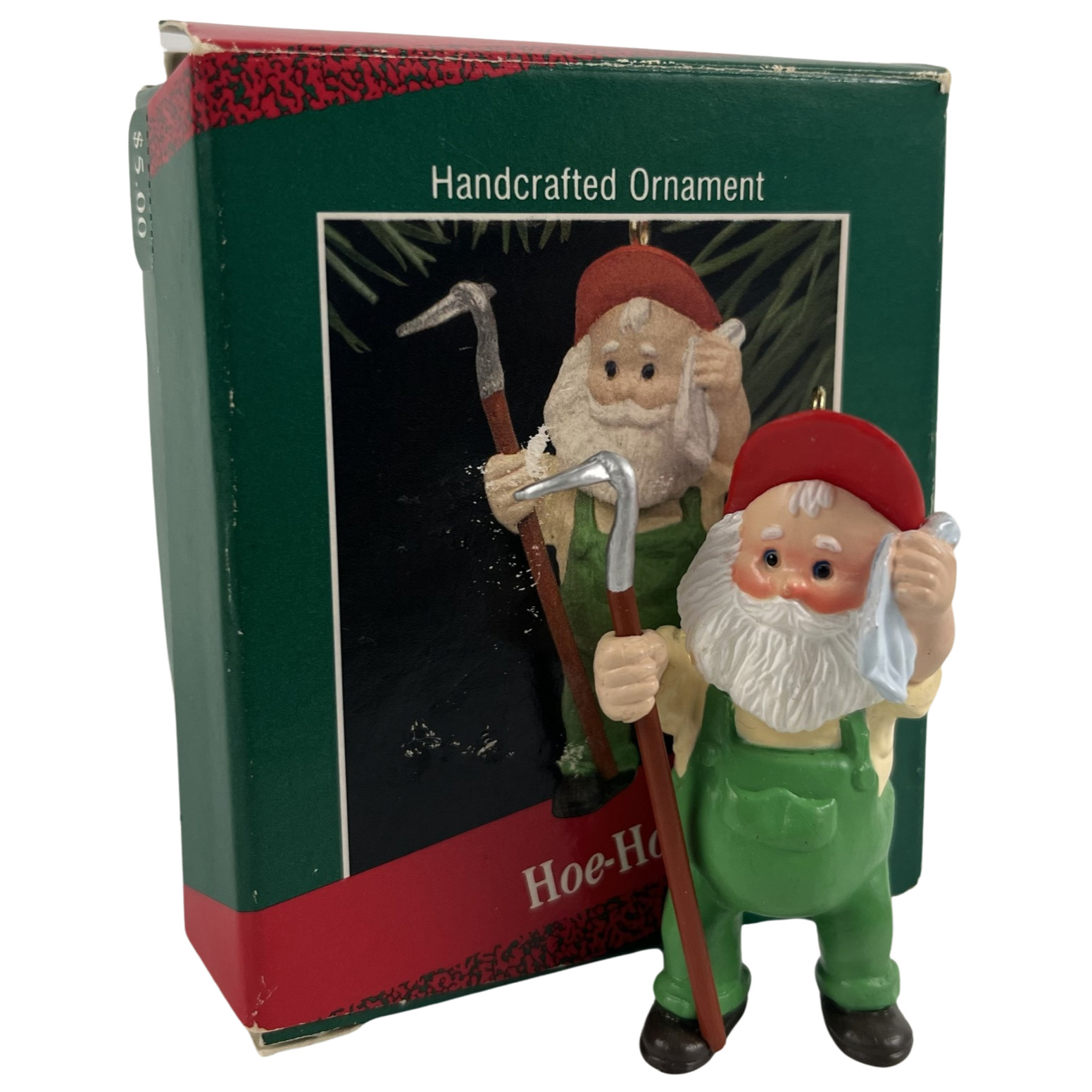 Hallmark Ornament Hoe Hoe Hoe Santa Claus Gardener VTG 1988 Holiday Keepsake