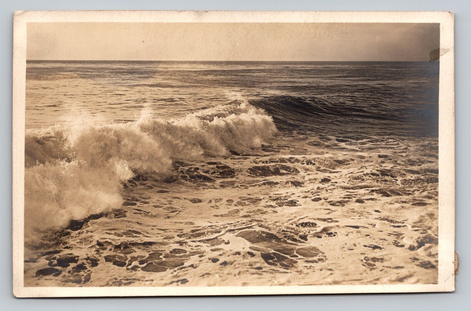 RPPC Sunrise Surfer Waves Crashing on Shoreline View Real Photo VTG UNP c1910