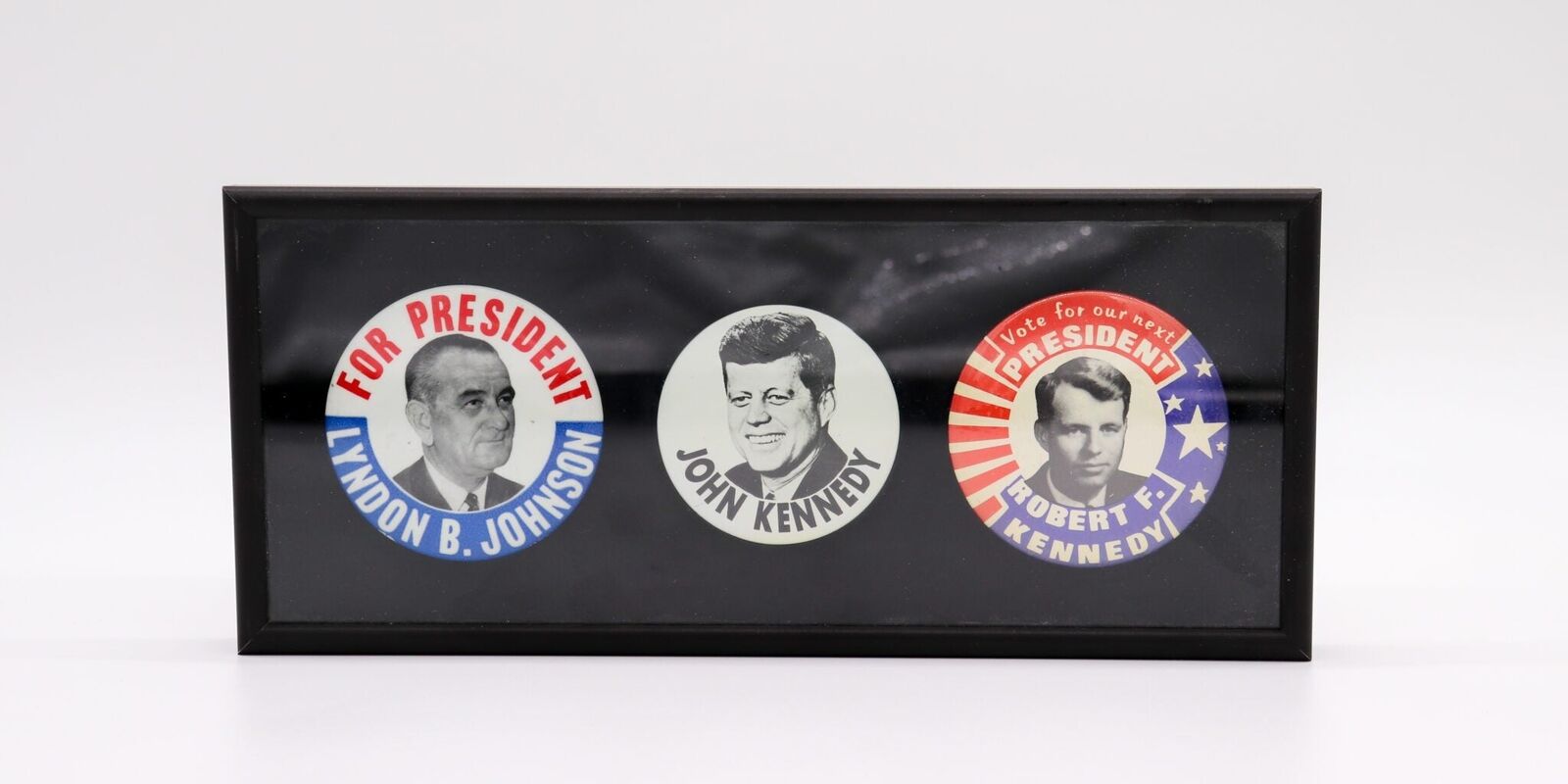 Framed Set of Historic 1960s Presidential Campaign Buttons, Authentic Original