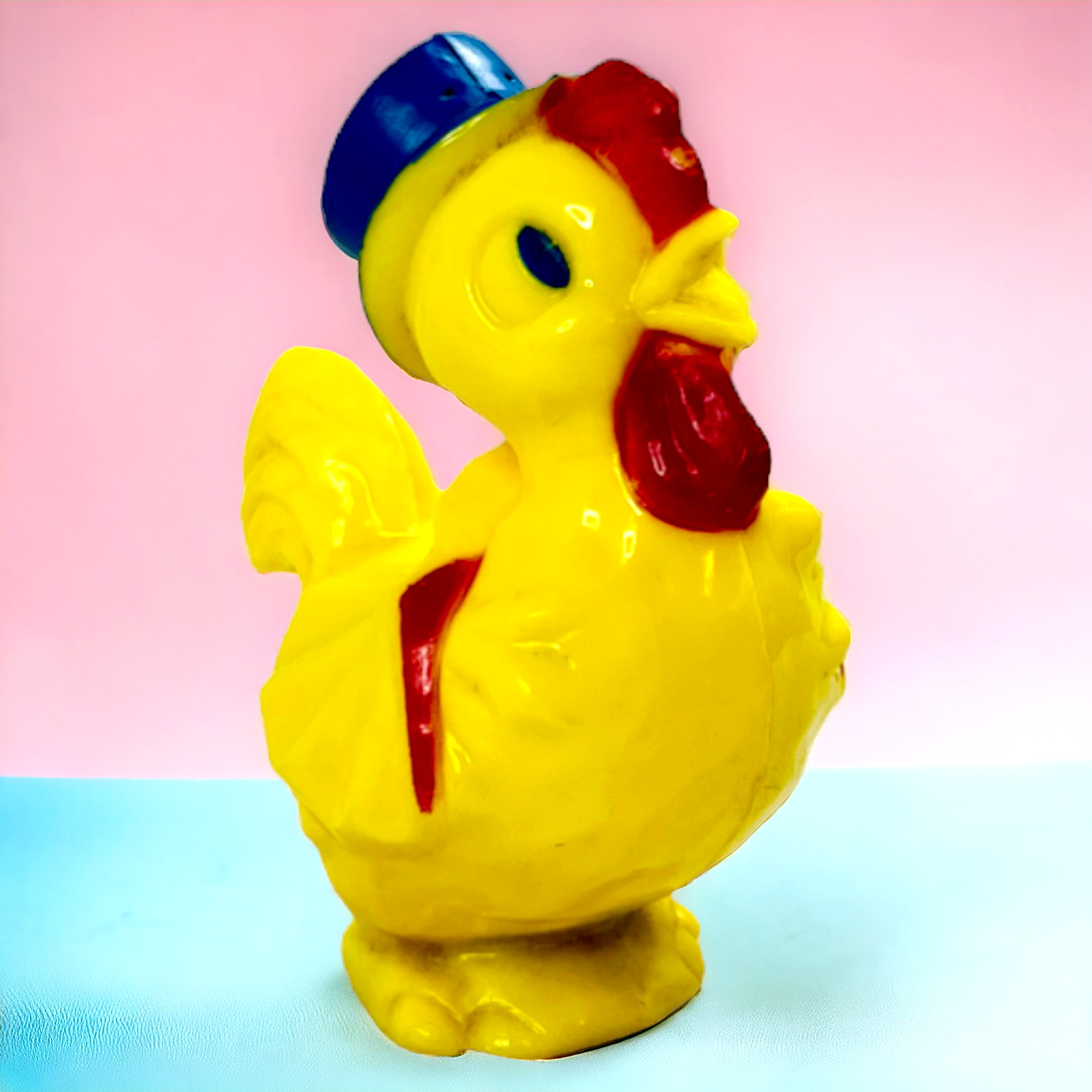 Vintage Plastic Chicken Rooster Hard Rattle Irwin Rosbro Easter Chick Toy Figure