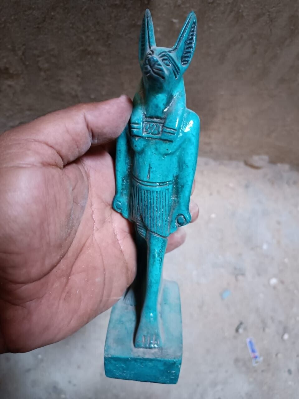 Rare Anubis statue Ancient Egyptian Antiques God Afterlife with Hieroglyphics BC