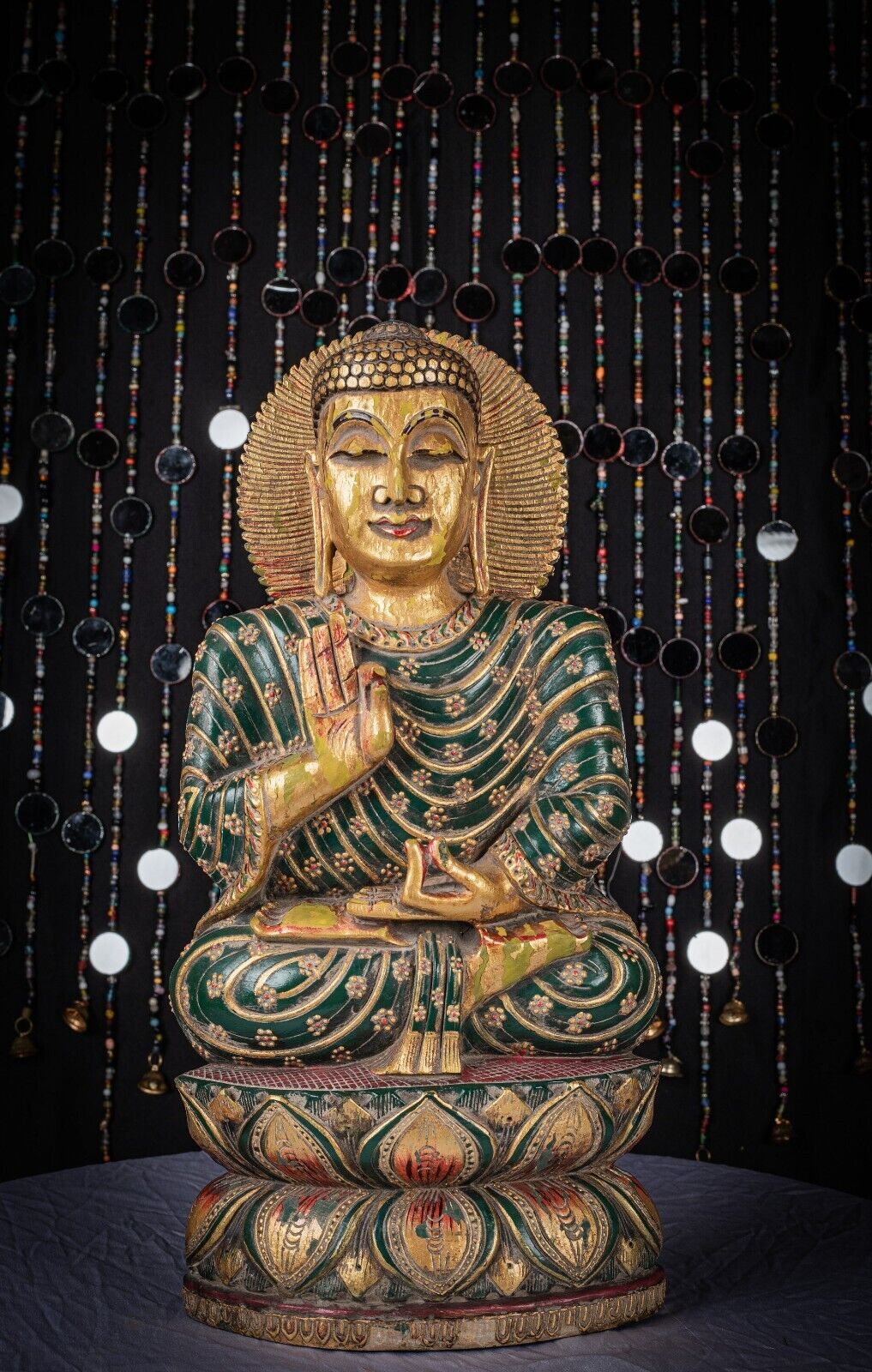 Exclusive Wooden Buddha Sculpture Handmade Green Buddha Idol Buddha Collectibles
