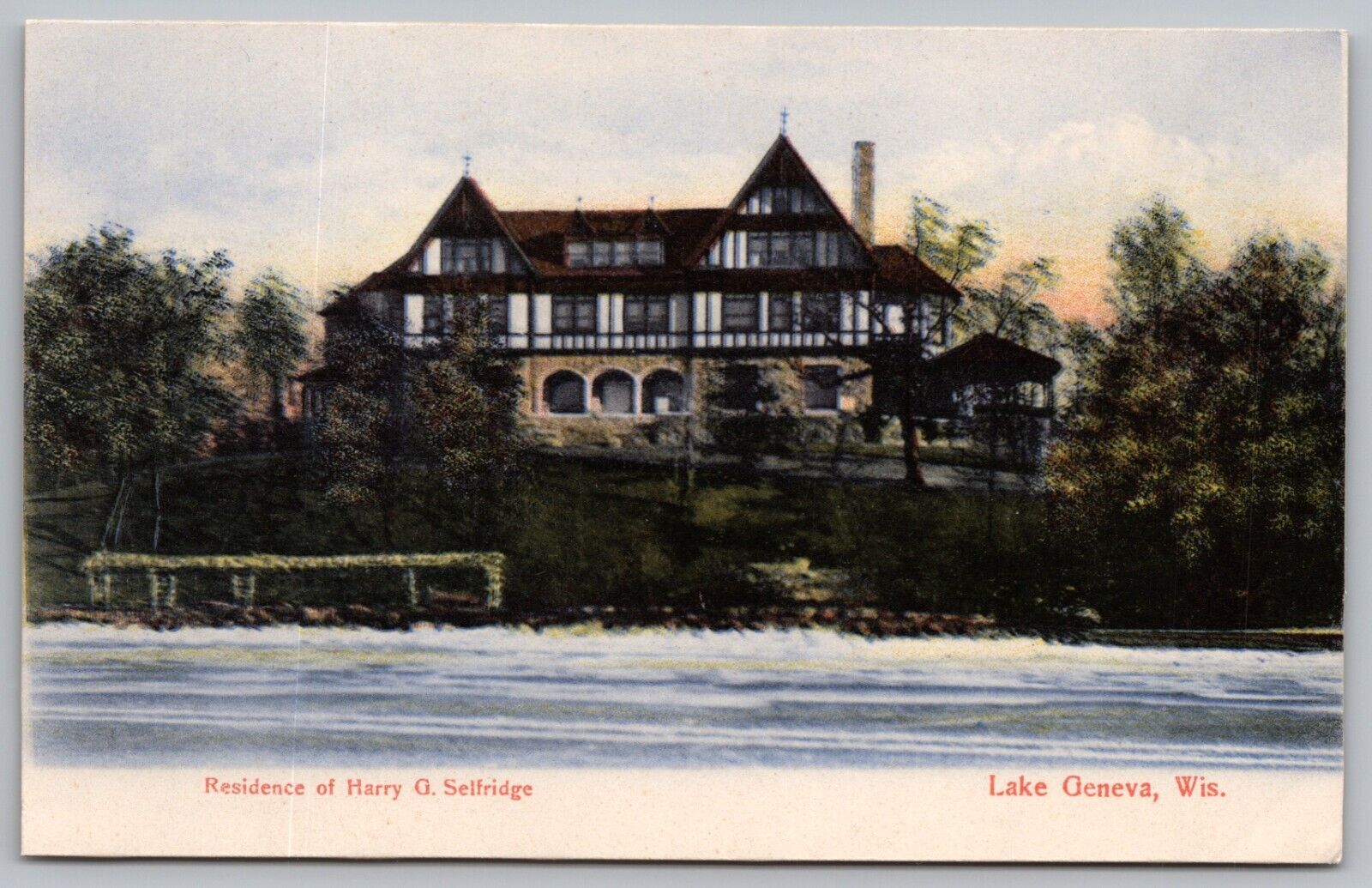 Vintage Postcard Residence of Harry G Selfridge Lake Geneva Wisconsin *C8772
