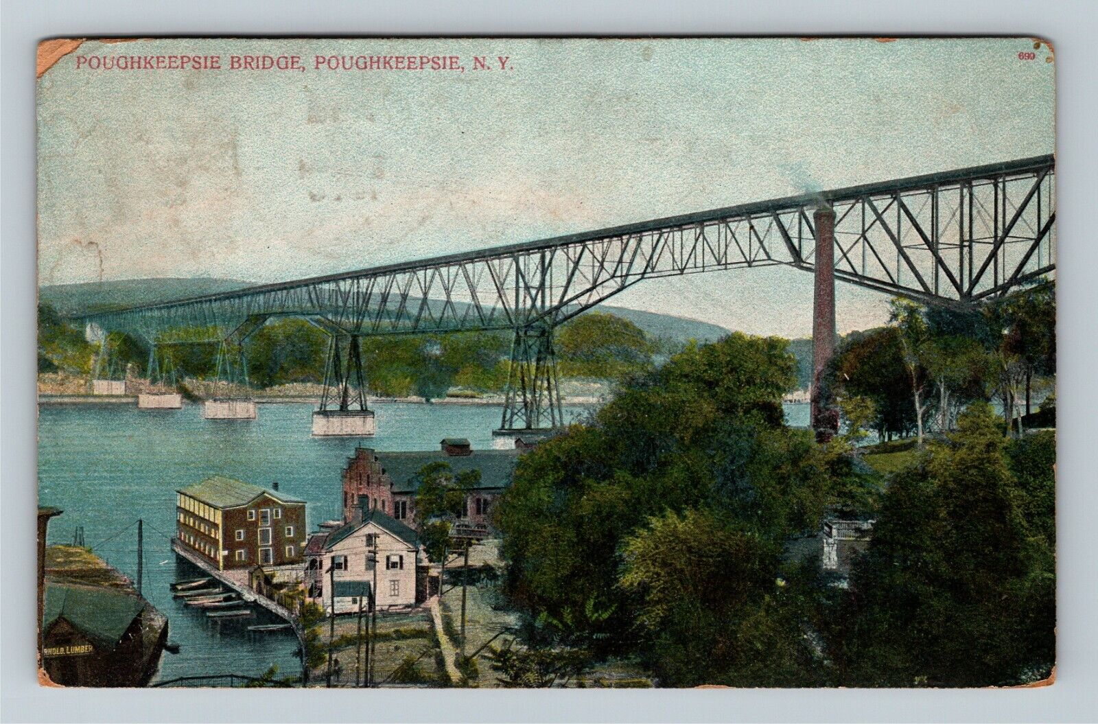 Poughkeepsie, NY-New York, Poughkeepsie Bridge, c1908 Vintage Postcard