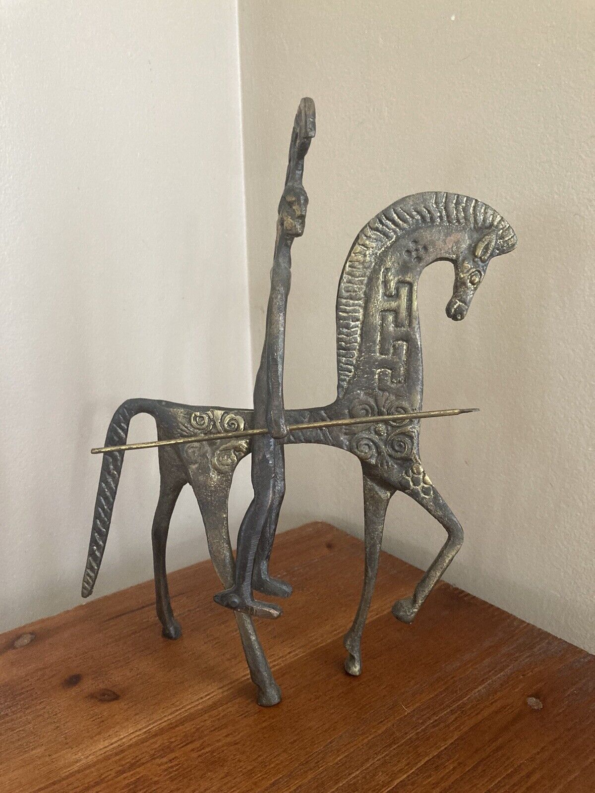 Vintage Brass Soldier And Horse Sculpture In The Style Of Frederick Weinberg