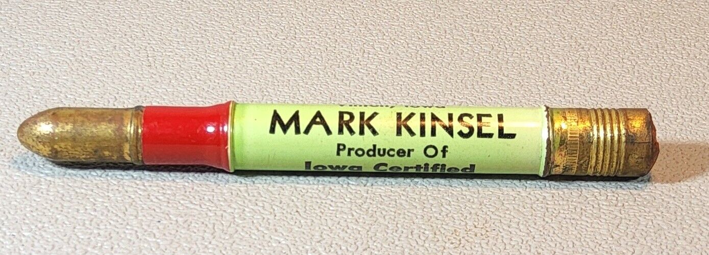 Vintage Advertising Bullet Pencil ~ Mark Kinsel - Seed Corn ~ Vinton, Iowa. BP17