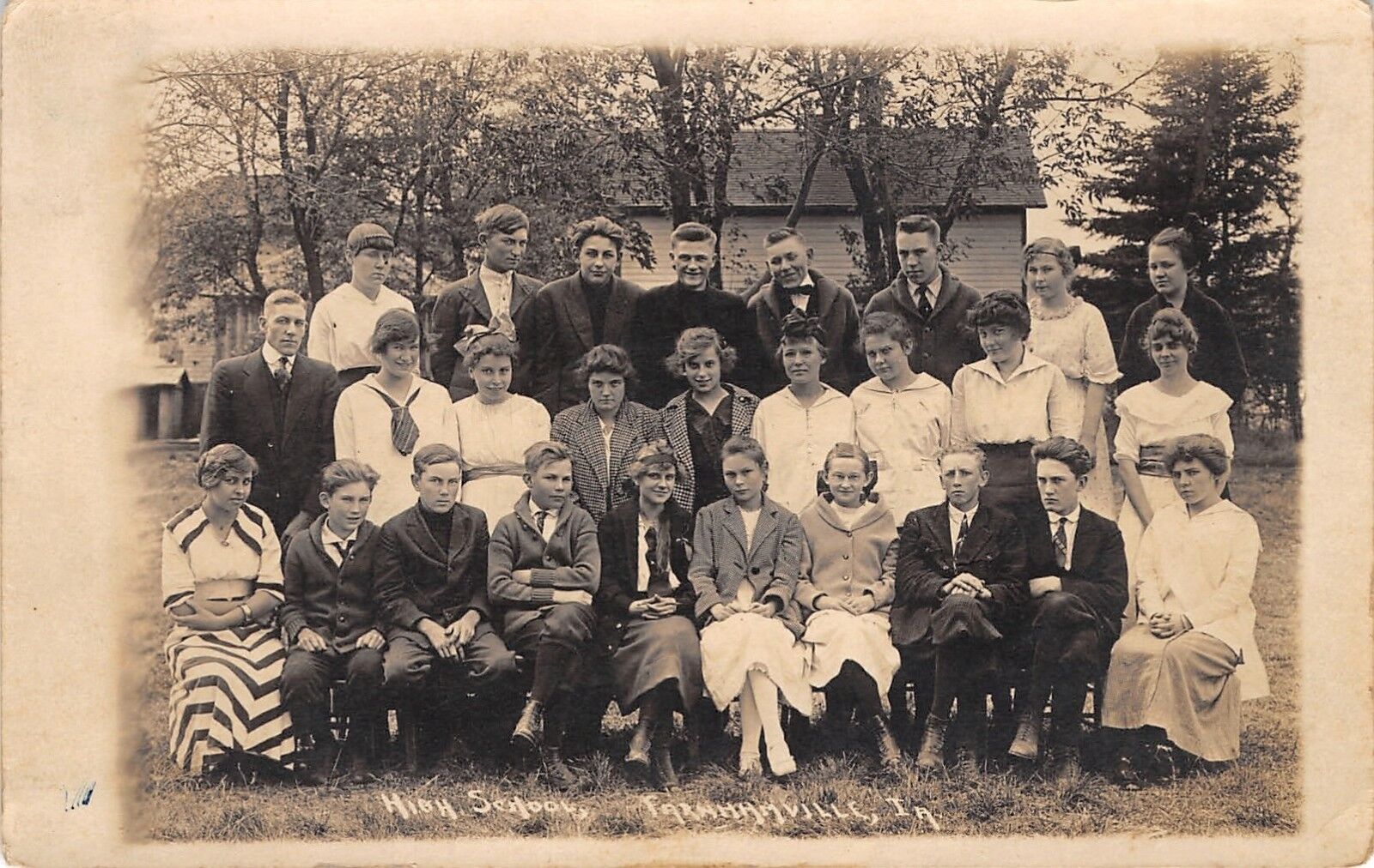 Farnhamville Iowa~High School Class Portrait~26 Students~Teacher~c1914 RPPC