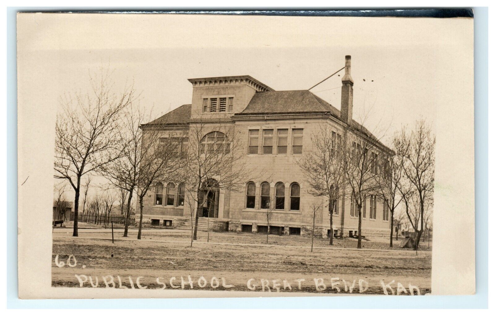 1904-1918 Great Bend Kansas KS Public School  Exterior RPPC Real Photo
