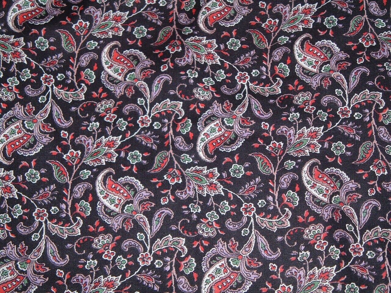 Vtg 80s Small Crewel Paisley Craft Doll Clothes Quilt Sew Fabric 36x43 BTY ff453