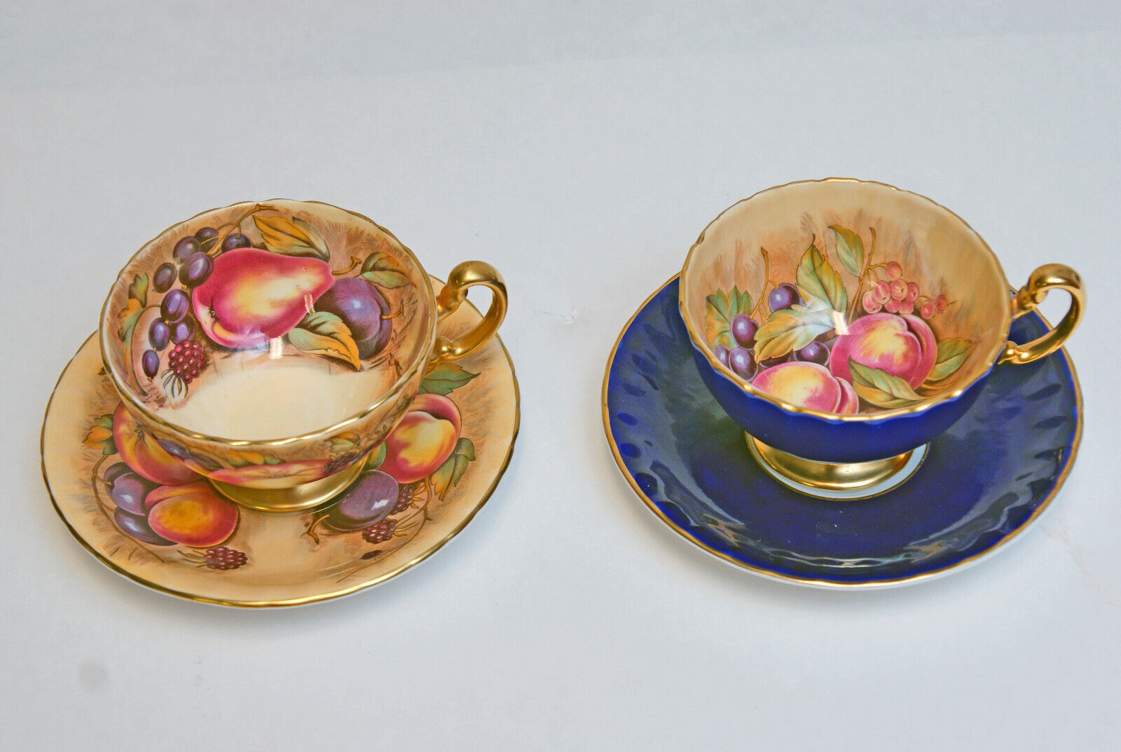 2 New Rare Vintage Aynsley Tea Cup Saucer Sets Signed by N.Brunt and D.Jones