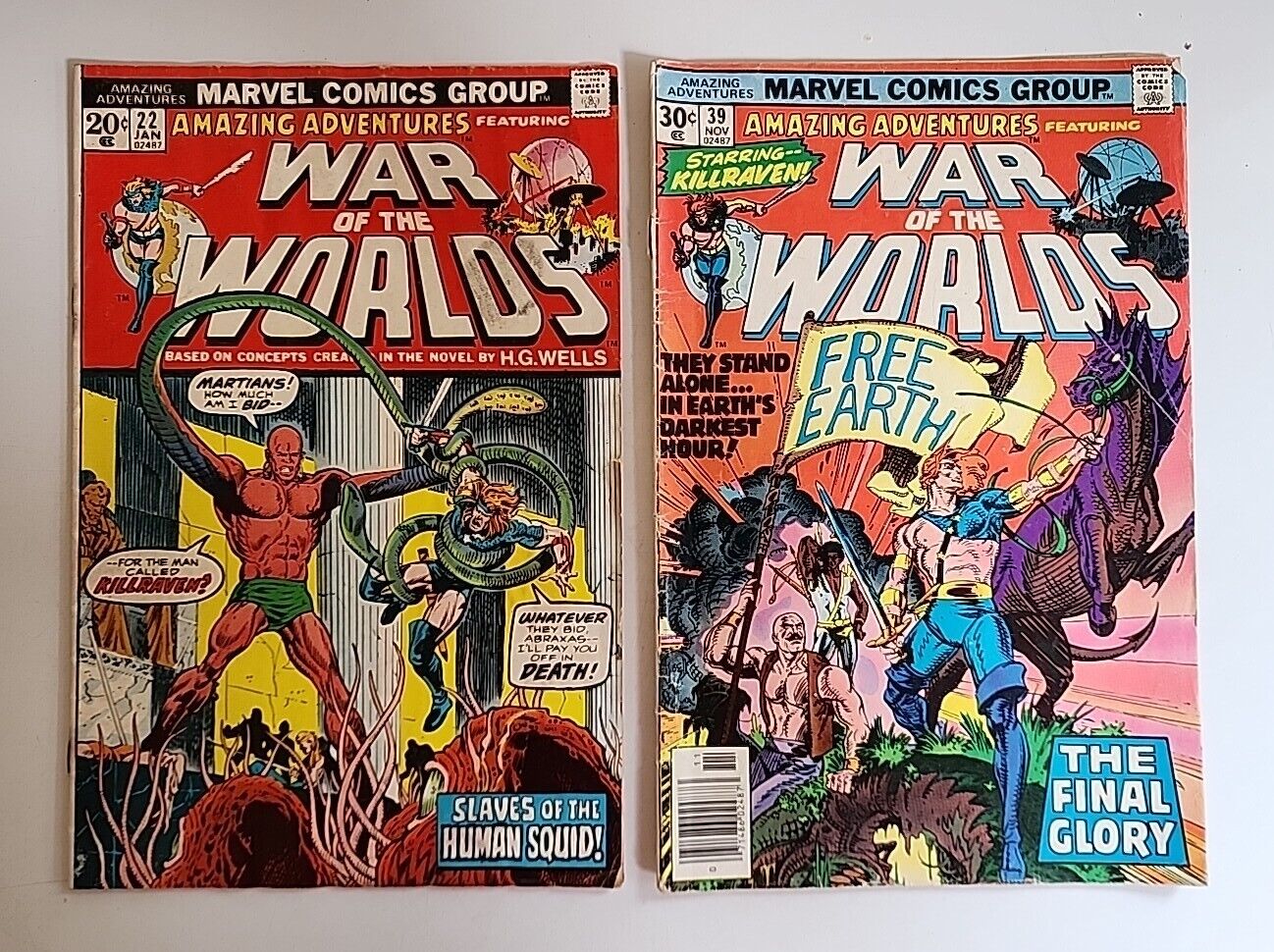 Marvel Comics Group War Of The Worlds #22 Jan. 1973 & #39 Nov. 1976