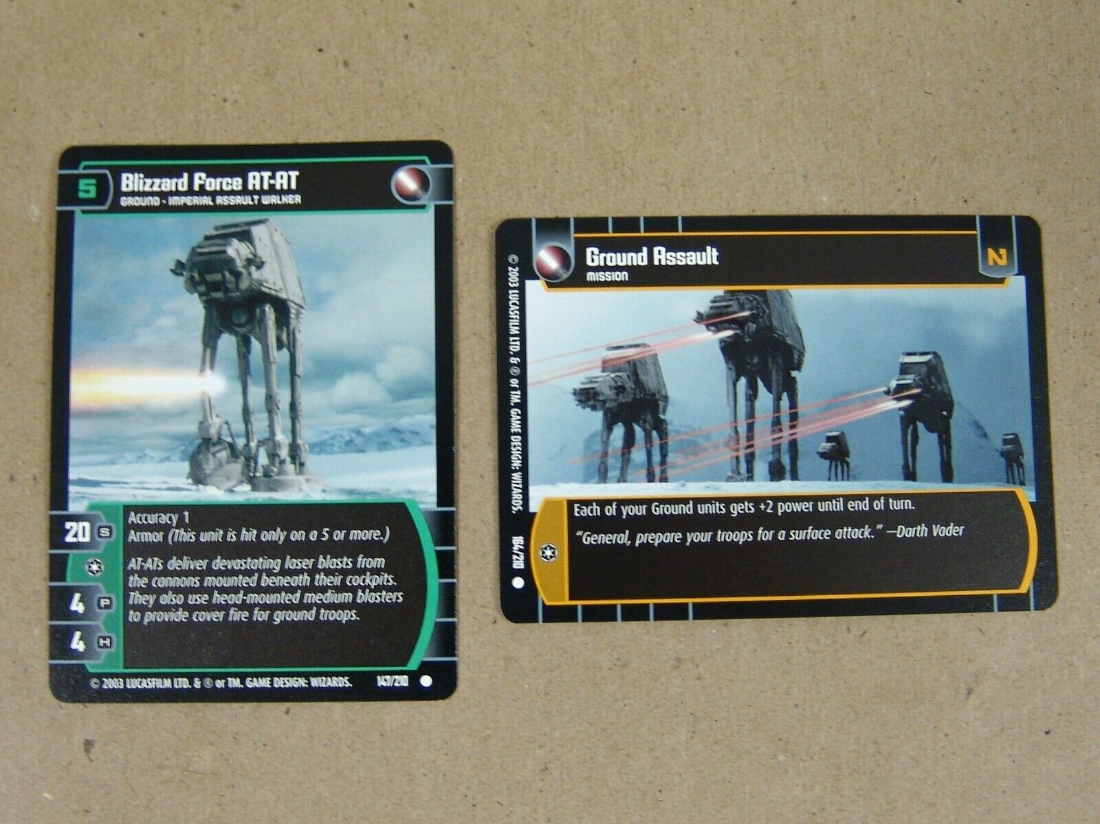 2003 WOTC Star Wars TCG - Blizzard Force AT-AT #147 & Ground Assault #164 - ESB