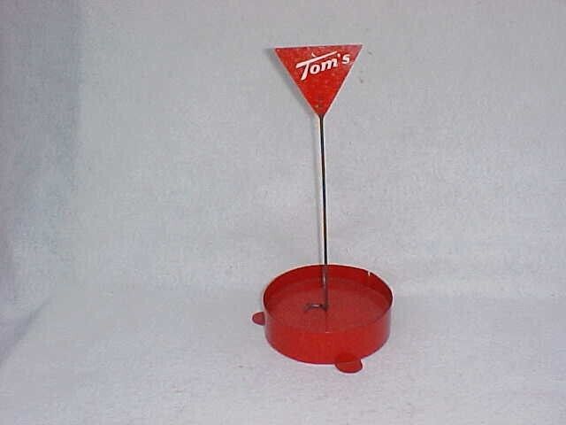 Vintage Tom\'s Peanut Red Metal Jar Insert Ring w/ Flag, Lance Gordon\'s Sign