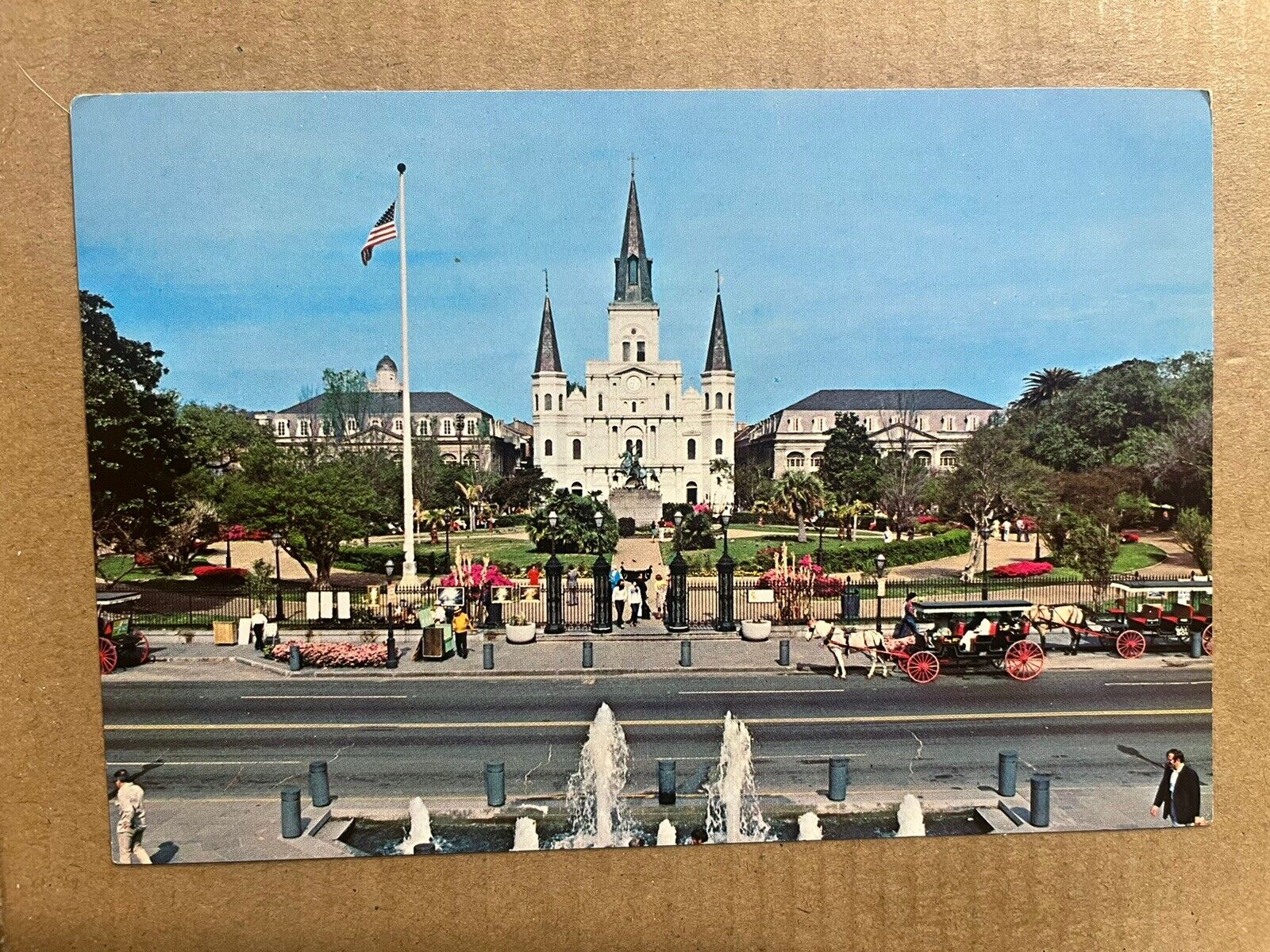Postcard New Orleans Louisiana LA Jackson Square Cathedral French Quarter Park