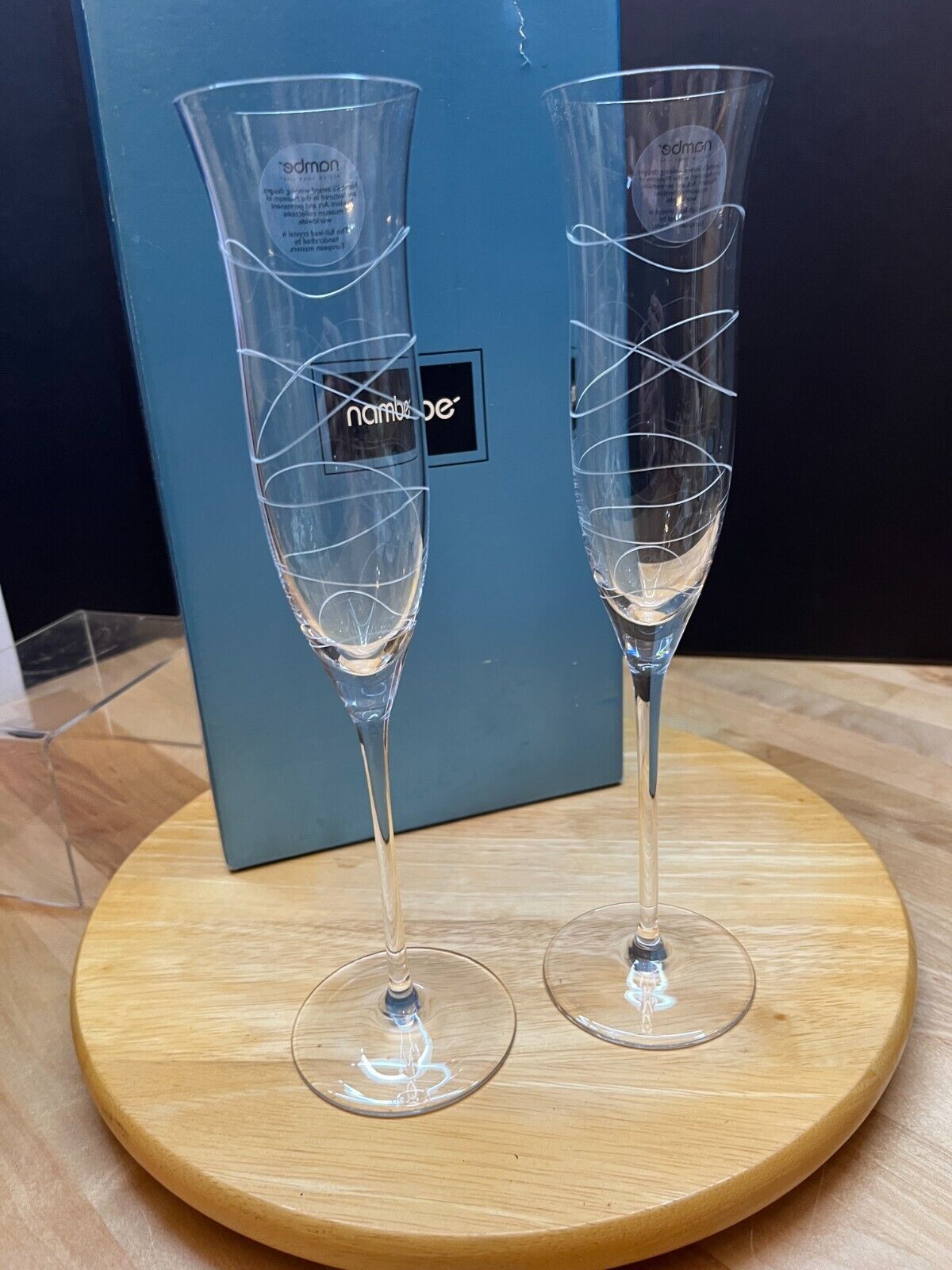 Nambe Crystal Champagne Flutes 11\